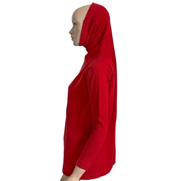 Bonnie Cashin SweaterCashmere Cowl Funnel Neck Red Knit Vintage 1970s HTF